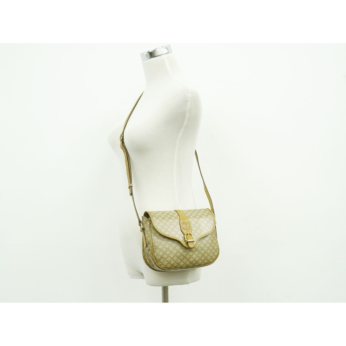 Celine Macadam Shoulder Bag Pochette Beige Outside — view 6