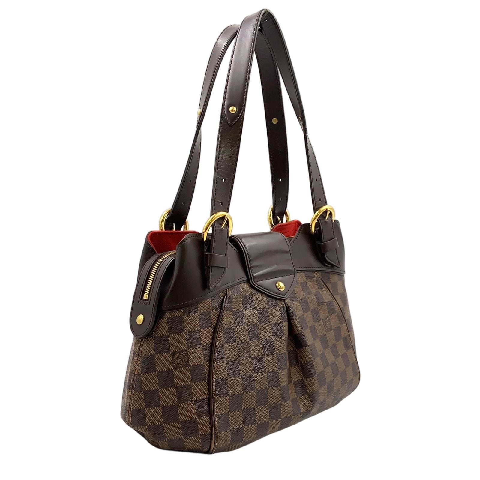 Louis Vuitton Sistina PM Damier Ebene Leather Brown Handbag Gold — view 2