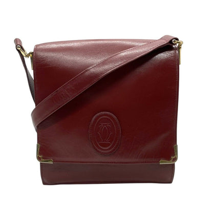 Cartier Must Line Shoulder Bag Leather Gold Crossbody Acceptable Flap Vintage — view 2