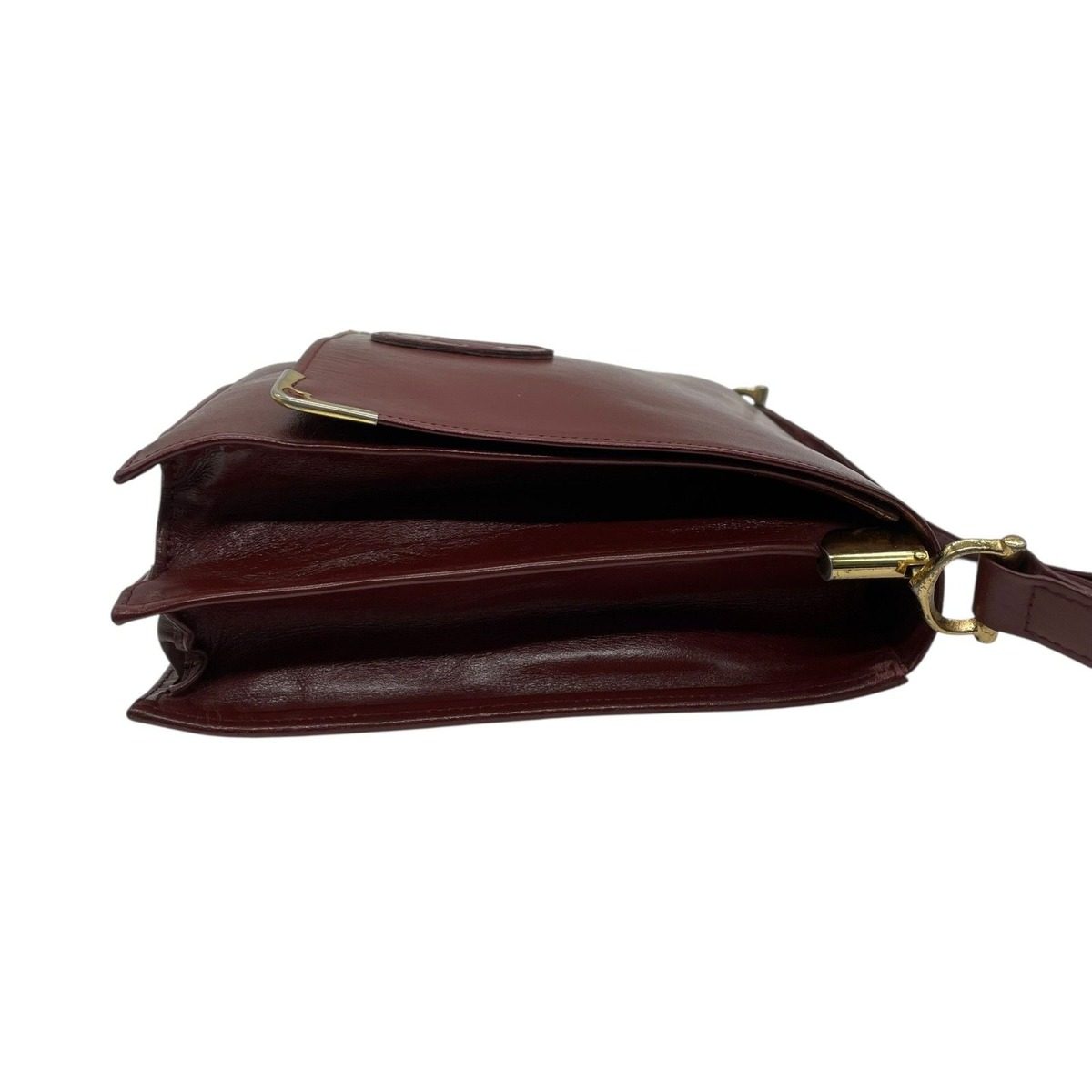 Cartier Must Line Shoulder Bag Leather Gold Crossbody Acceptable Flap Vintage — view 6