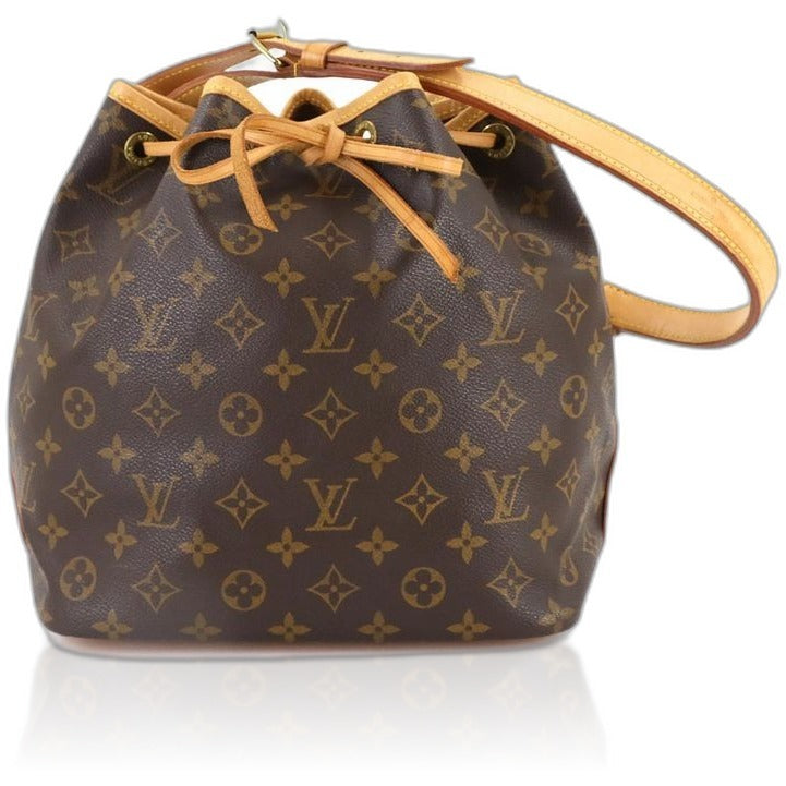 Louis Vuitton Monogram Petit Noe Drawstring Shoulder Bag Brown Gold
