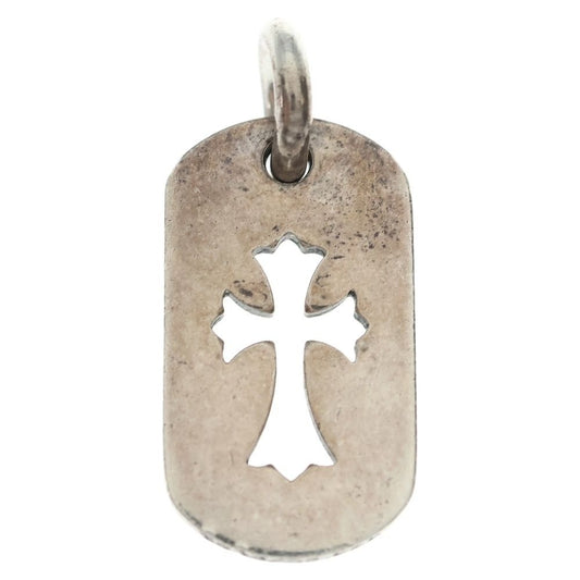 Chrome Hearts D Tag Sml CO Crs Cutout Cross Dog Small Pendant Top Silver