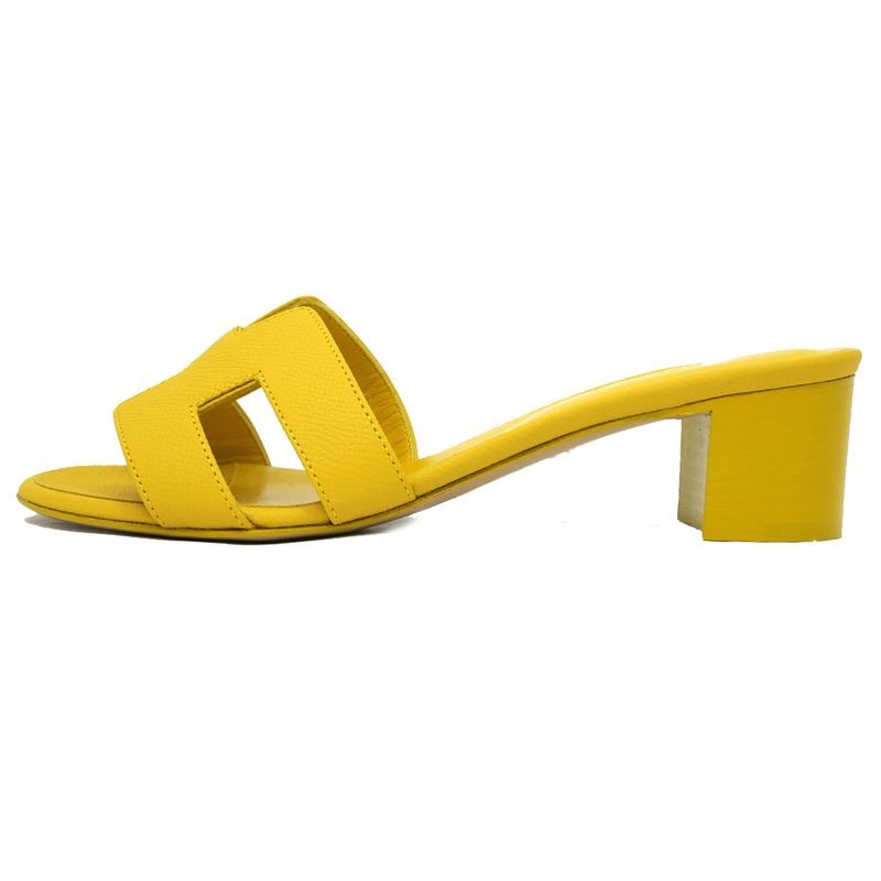 Hermes Oasis Sandals Size 35 Yellow Series Heel H Motif