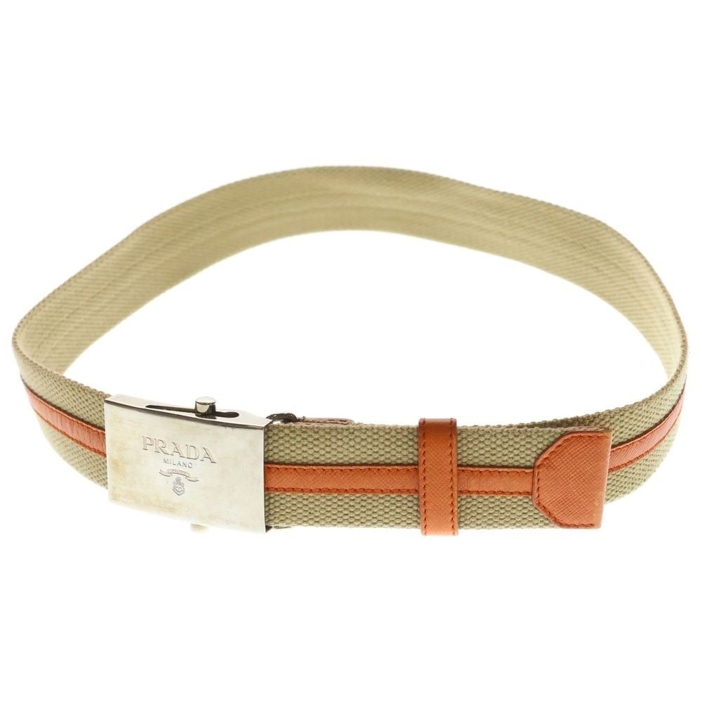 Prada Gacha Belt Silver Beige Orange