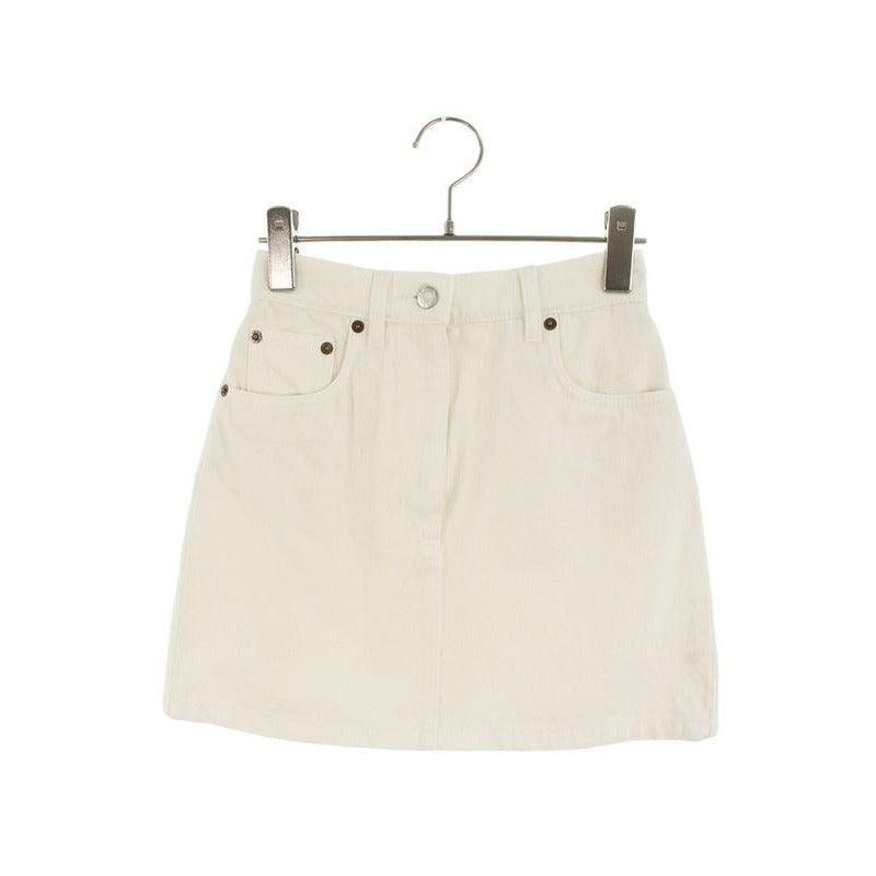 Prada Gfd 177 Triangle Logo Plate Denim Skirt Women 36
