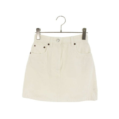 Prada Gfd 177 Triangle Logo Plate Denim Skirt Women 36