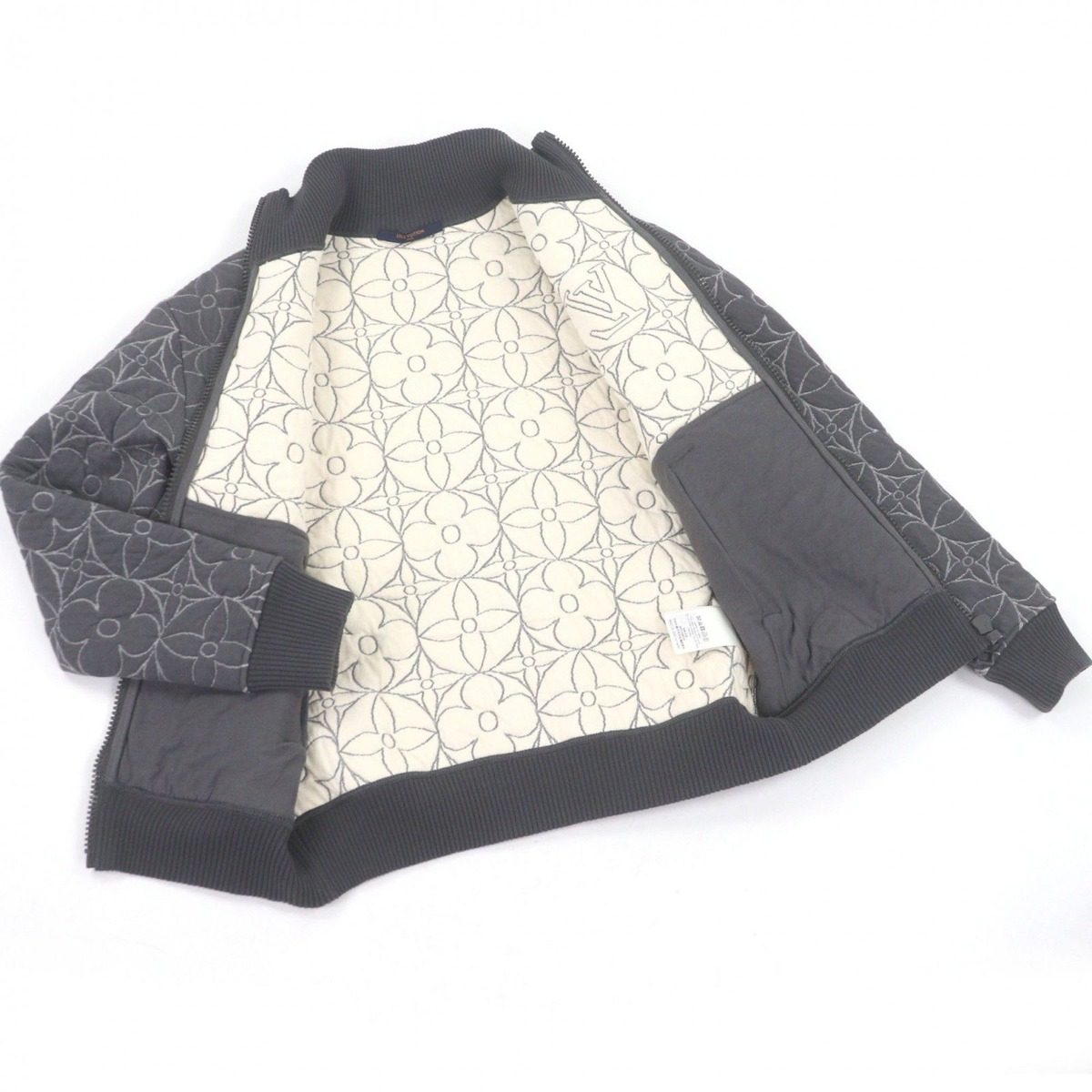 Louis Vuitton Monogram Lvlogo Zip Sle Quilted Jacket Gray XS — view 3