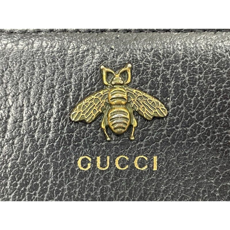 Gucci Animalier Bee Leather Zip Around Wallet Round Zipper Long — view 2
