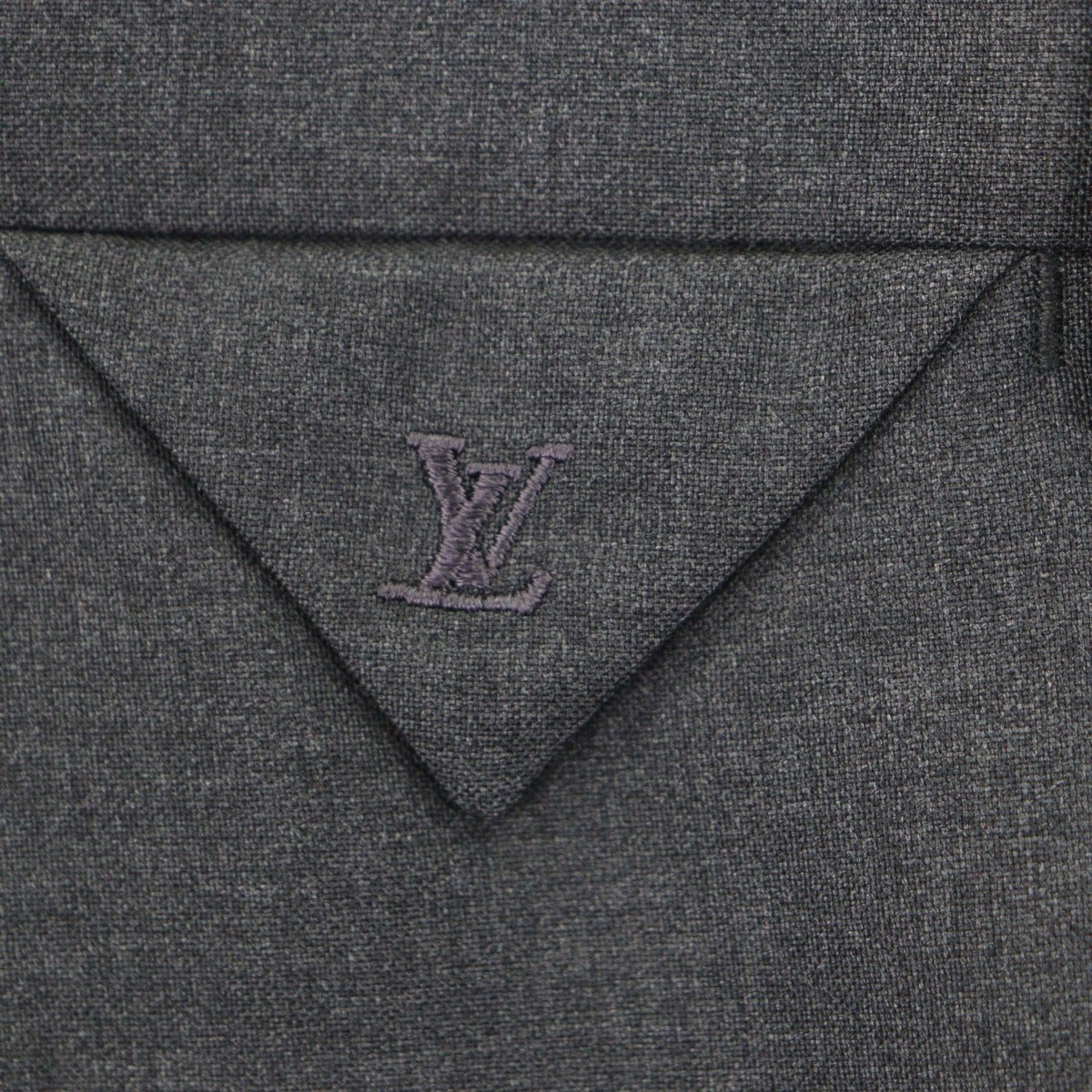 Louis Vuitton Gaston Wool Cotton LV Embroidery Pants Slacks Gray — view 5