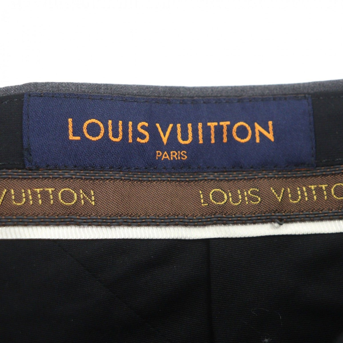 Louis Vuitton Gaston Wool Cotton LV Embroidery Pants Slacks Gray — view 7