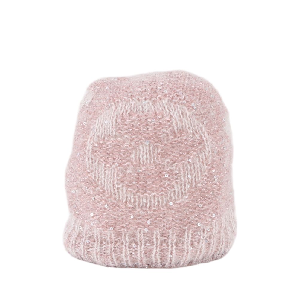 Louis Vuitton Tag Monogram Glitter Beanie Mohair Hat Knit Cap Pink