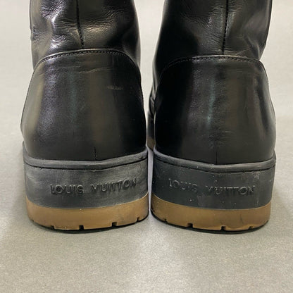 Louis Vuitton LV Logo Lace Up Boots Shoes 7 Black Leather — view 7