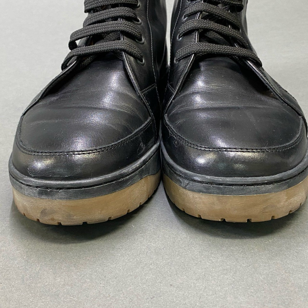 Louis Vuitton LV Logo Lace Up Boots Shoes 7 Black Leather — view 8