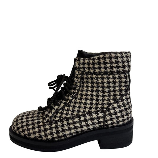 Chanel Lace Up Boots Brown