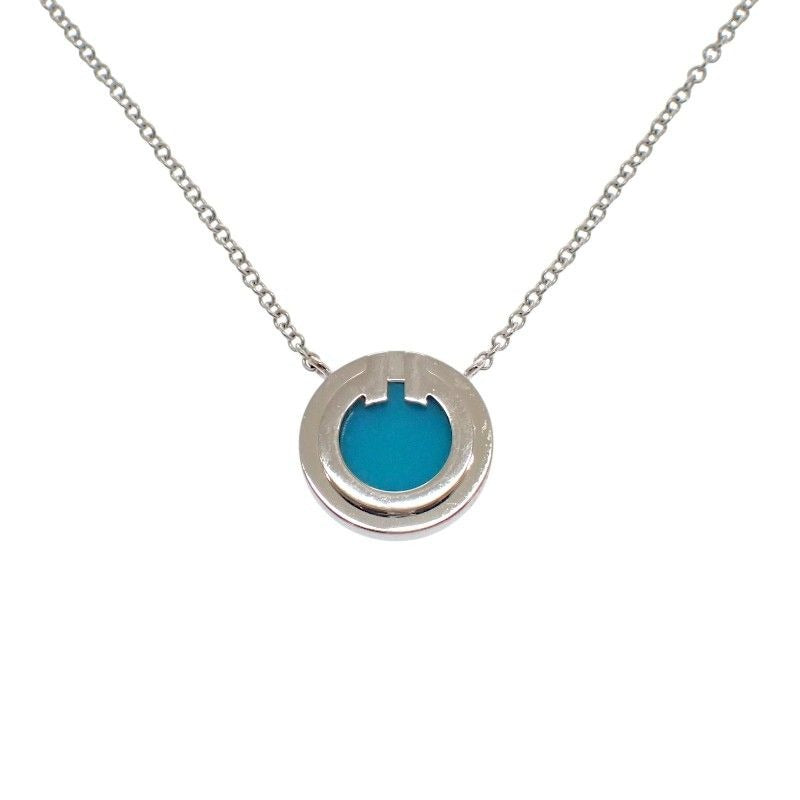 Tiffany & Co Circle Pendant Necklace 18K White Gold Set In An