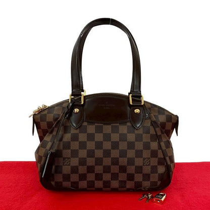 Louis Vuitton Verona PM Damier Leather Handbag Tote Bag Brown