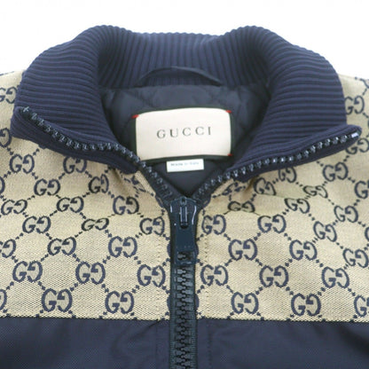Gucci GG Canvas Logo Patch Filled Zip Up Jacket Navy Beige — view 2