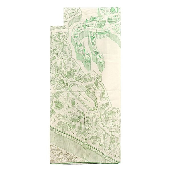 Hermes Shawl Carre 140 Geant Cashmere Silk White Vert Vif Khaki Nouvelle Cite