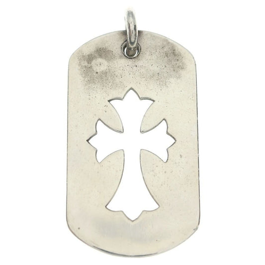 Chrome Hearts D Tag Lrg CO Crs Cutout Cross Dog Tag Large Pendant Top Silver