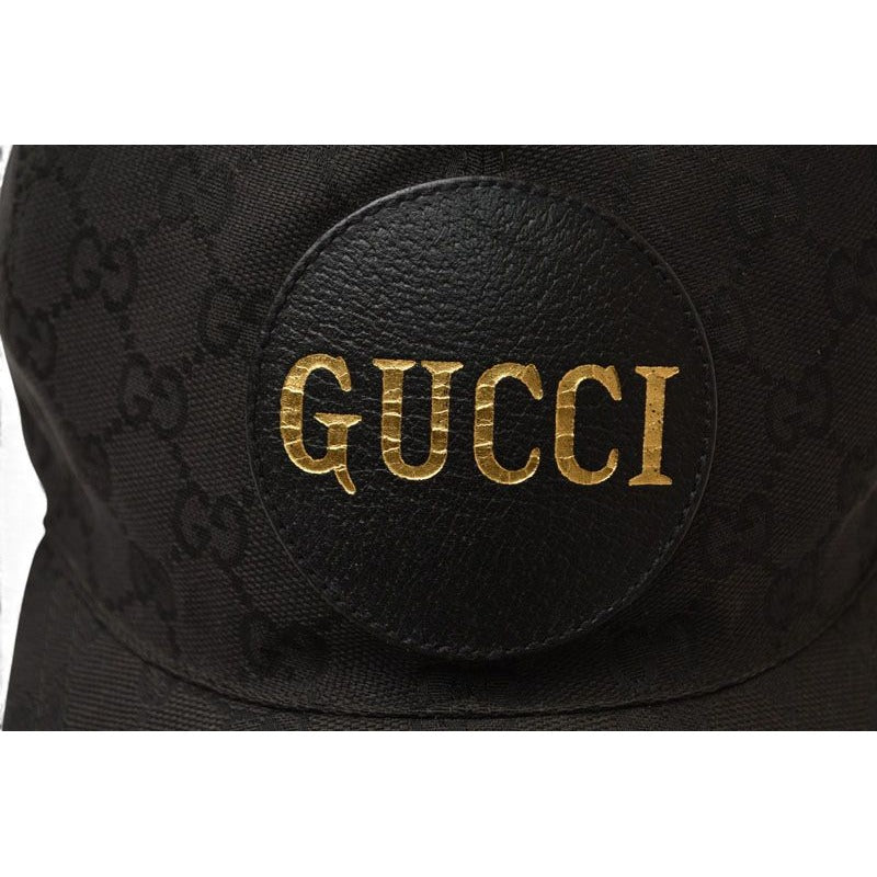 Gucci Baseball Cap Hat Gold Foil Embossed GG Black 4 Hg53 1060 Size — view 3