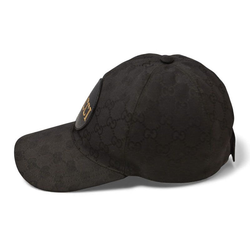 Gucci Baseball Cap Hat Gold Foil Embossed GG Black 4 Hg53 1060 Size — view 4