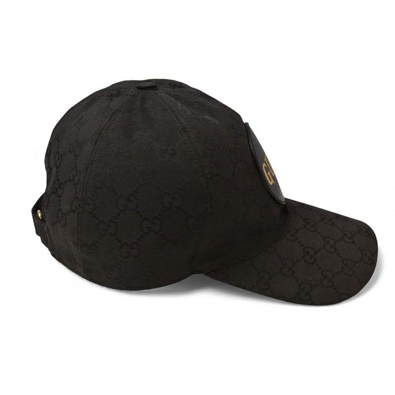 Gucci Baseball Cap Hat Gold Foil Embossed GG Black 4 Hg53 1060 Size — view 5