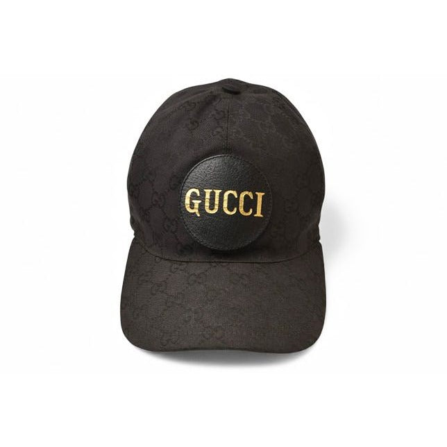 Gucci Baseball Cap Hat Gold Foil Embossed GG Black 4 Hg53 1060 Size — view 10