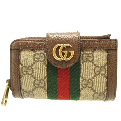 Gucci Ophidia GG Marmont Compact Wallet Canvas Leather Beige Brown