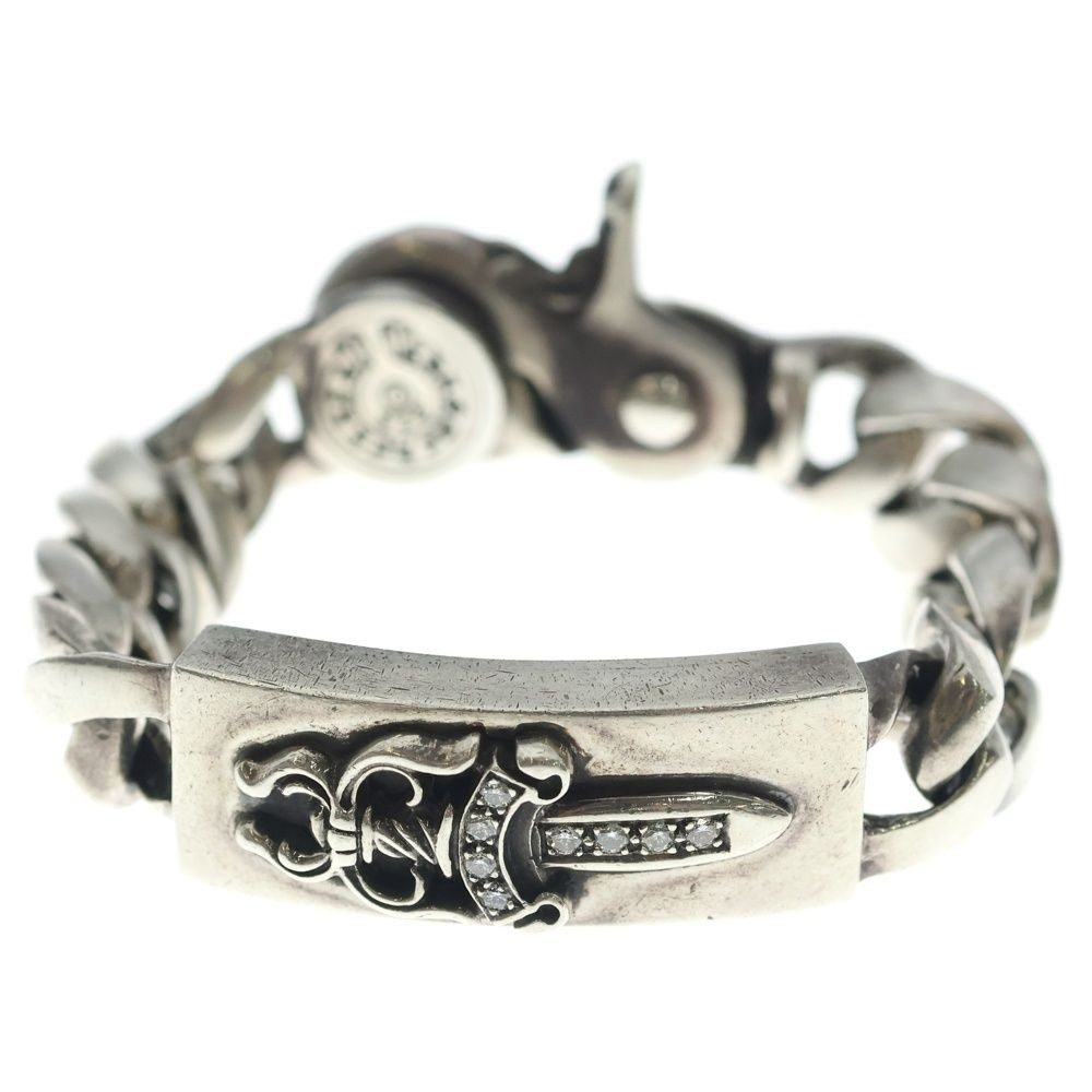 Chrome Hearts ID Daggerbby Flrl P D Daga Classic Link Clip Bracelet Pave