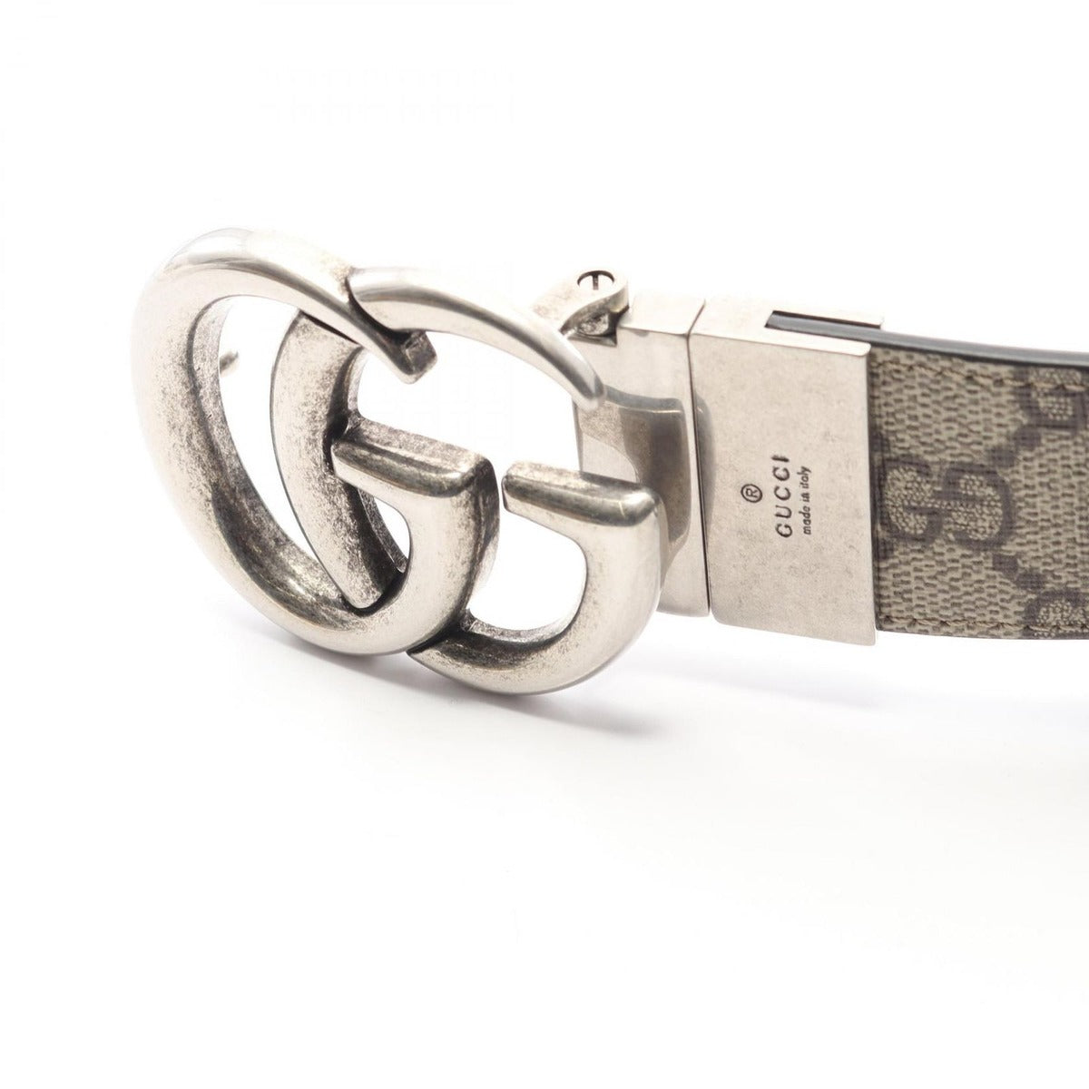 Gucci Belt Double GG Supreme Beige Black Leather — view 2