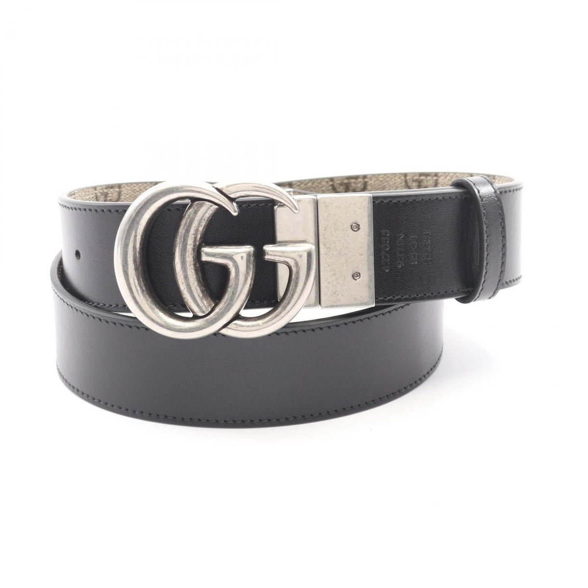 Gucci Belt Double GG Supreme Beige Black Leather — view 5