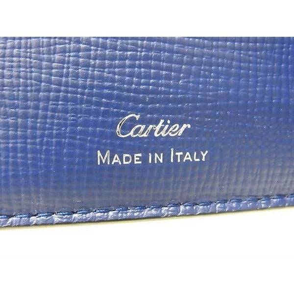 Cartier Diamond Leather Bifold Wallet Card Holder Navy Ax3846 — view 5