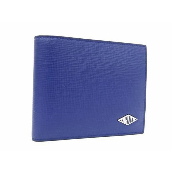 Cartier Diamond Leather Bifold Wallet Card Holder Navy Ax3846