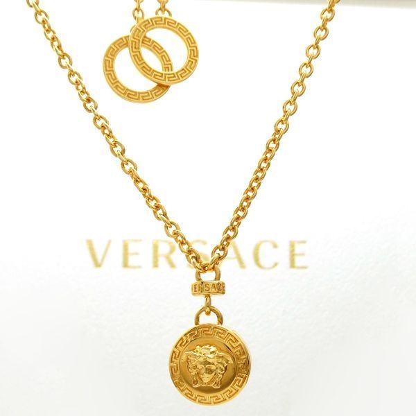 Versace Medusa Necklace GP Long Double Ring And Card