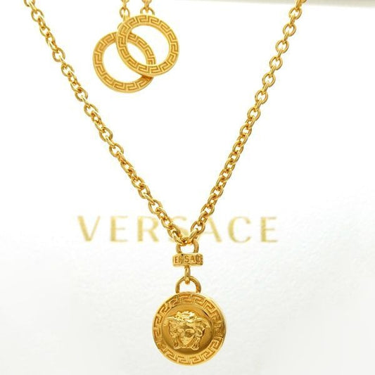 Versace Medusa Necklace GP Long Double Ring And Card