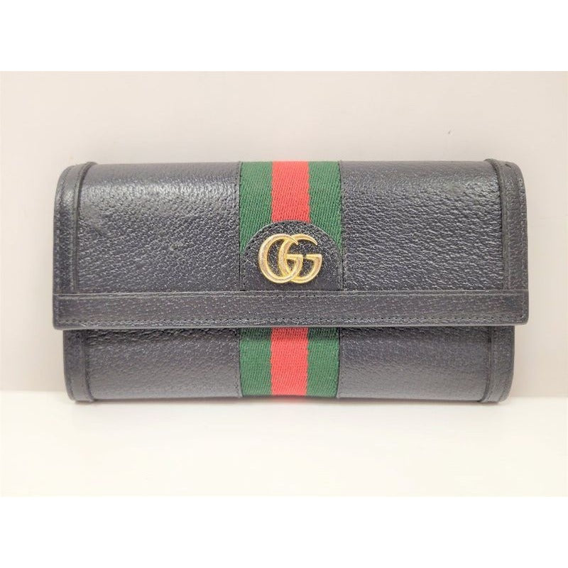 Gucci Bifold Long Wallet off Dear Web Stripe Black Leather Accessories — view 2