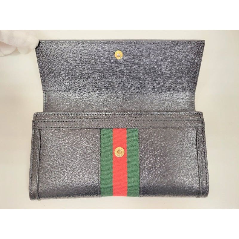 Gucci Bifold Long Wallet off Dear Web Stripe Black Leather Accessories — view 6