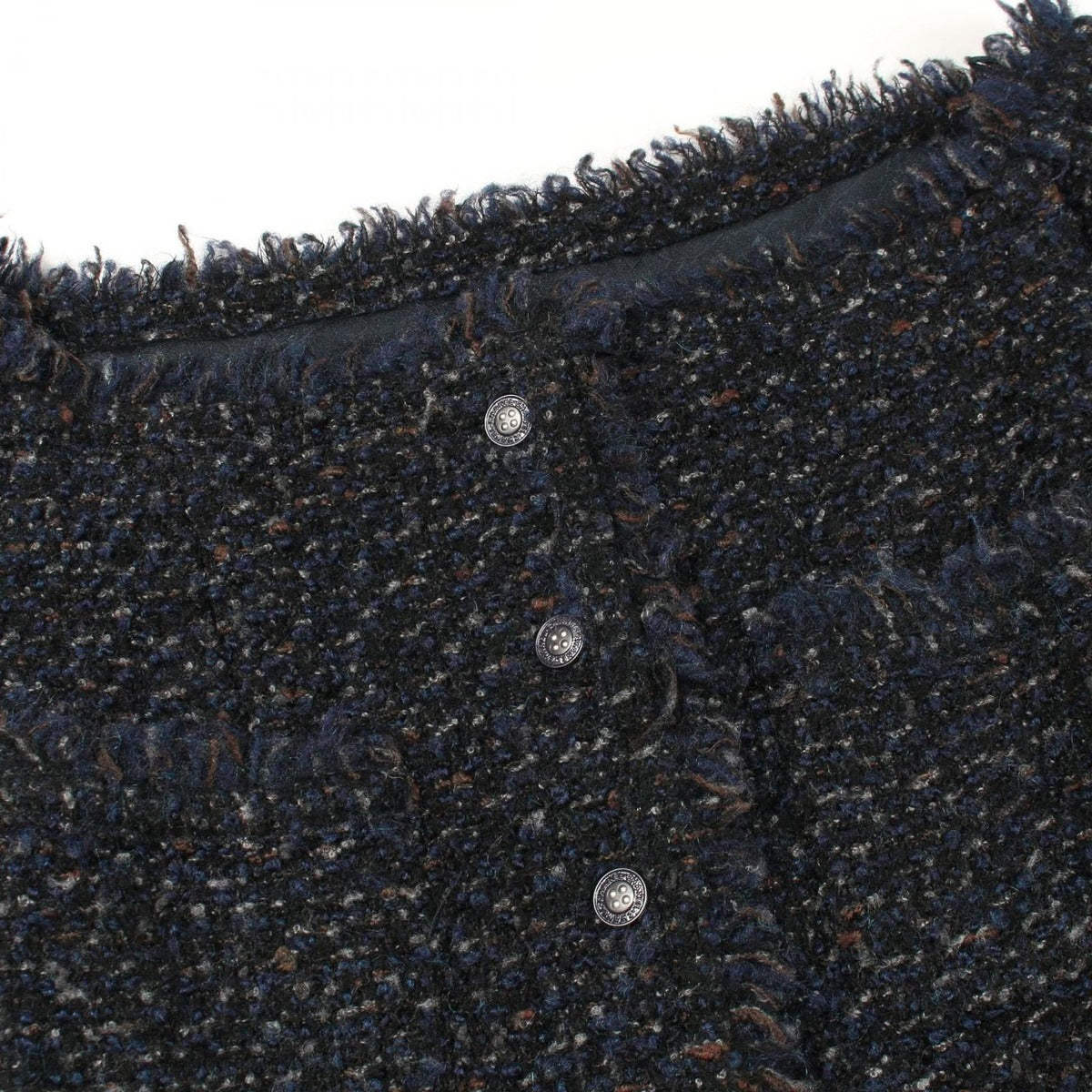 Chanel Collarless Jacket Tweed Navy Wool — view 6