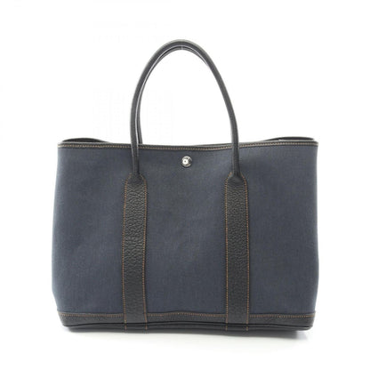 Hermes Tote Garden Party PM Denim Fonce Black Canvas Navy