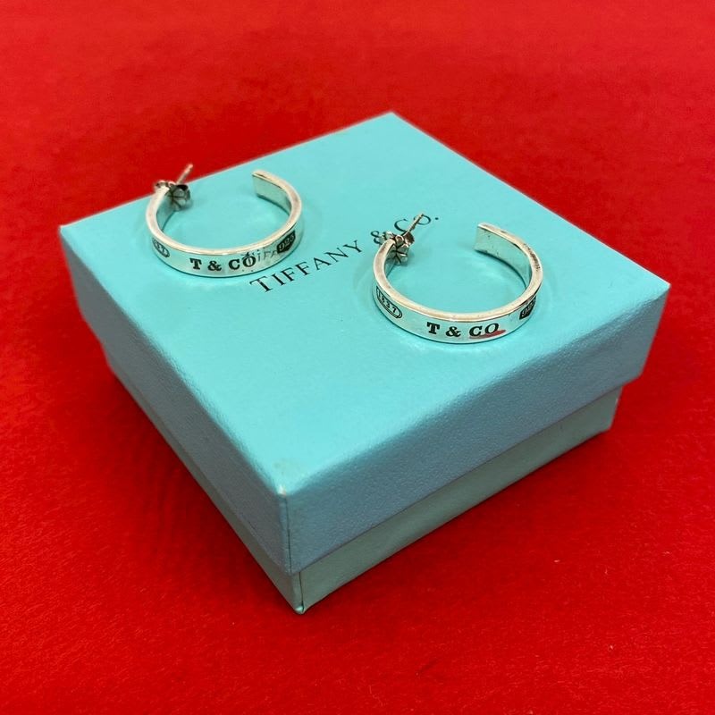 Tiffany & Co 1837 Hoop Earrings Logo Silver 925 Accessories