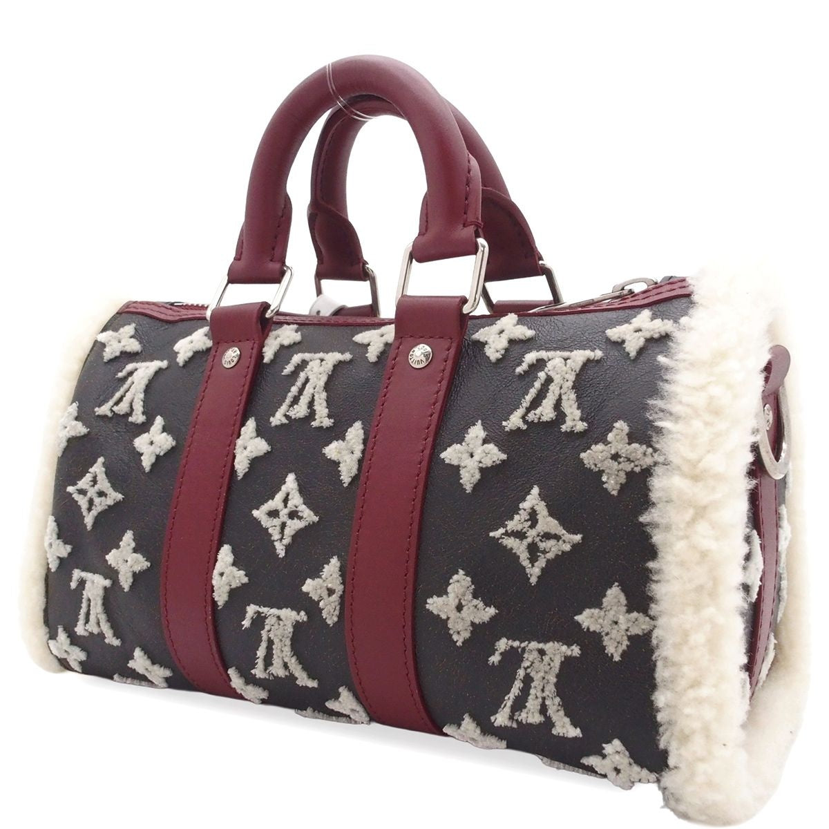 Louis Vuitton Keepall Bandouliere 25 Noir Blanc Rouge Fonce Leather Monogram — view 2
