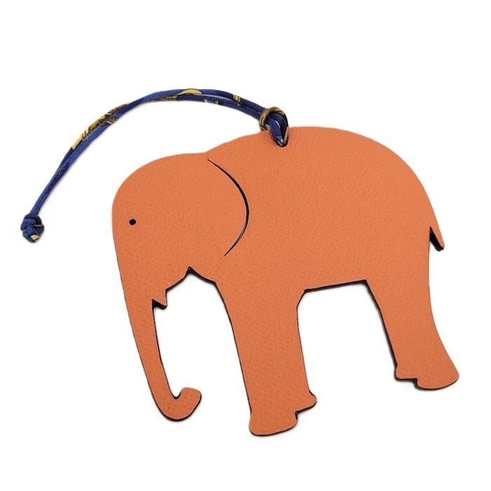 Hermes Charm Petite Ash Elephant Leather Orange Khaki