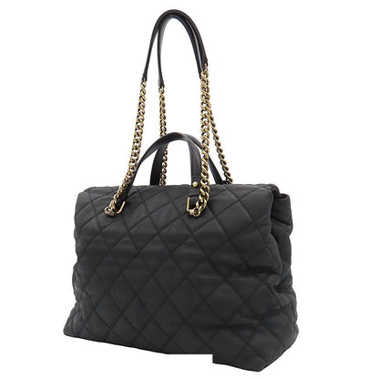 Chanel Chain Tote Quilted 2-Way Handbag Black Gold Grain Calf Leather — view 2