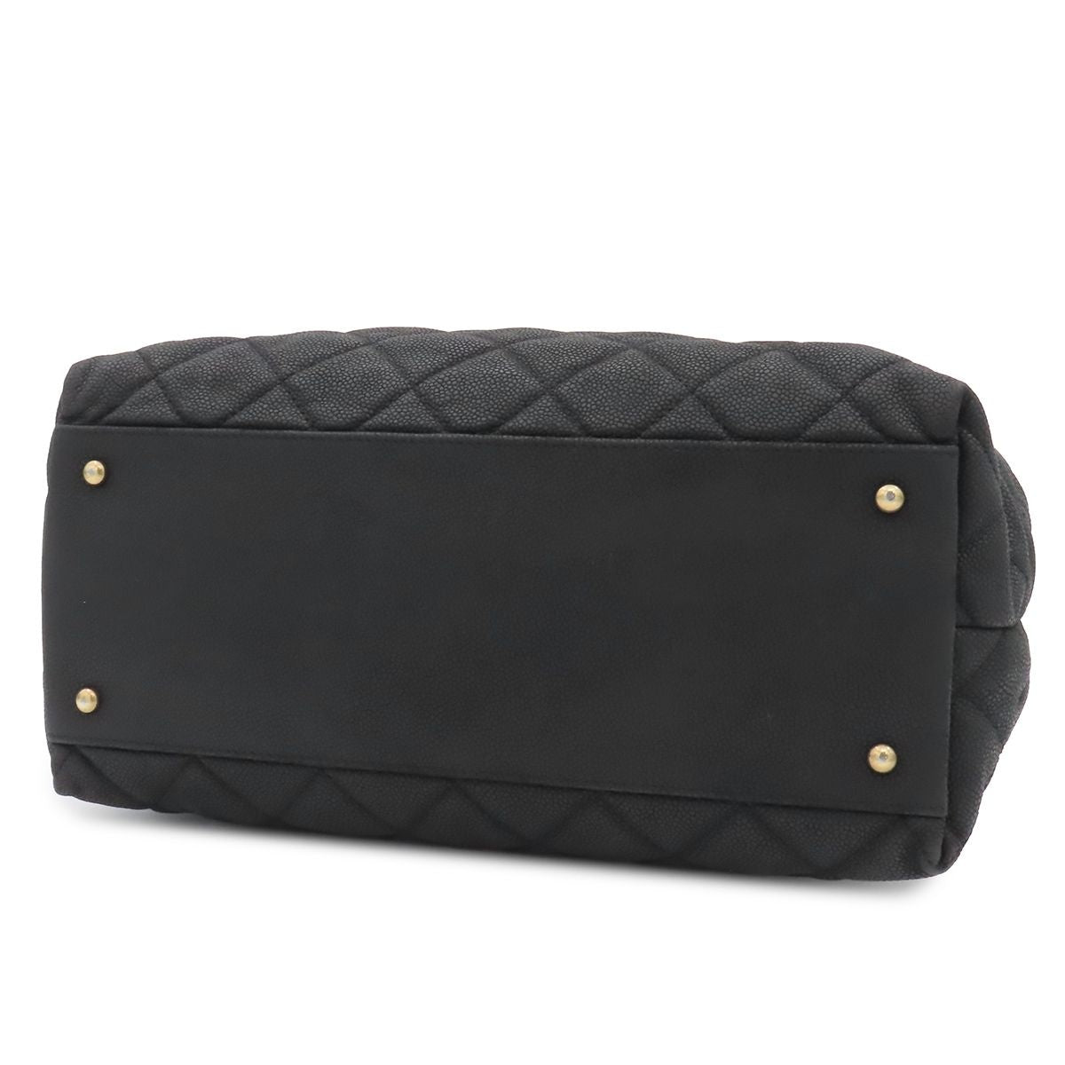 Chanel Chain Tote Quilted 2-Way Handbag Black Gold Grain Calf Leather — view 3