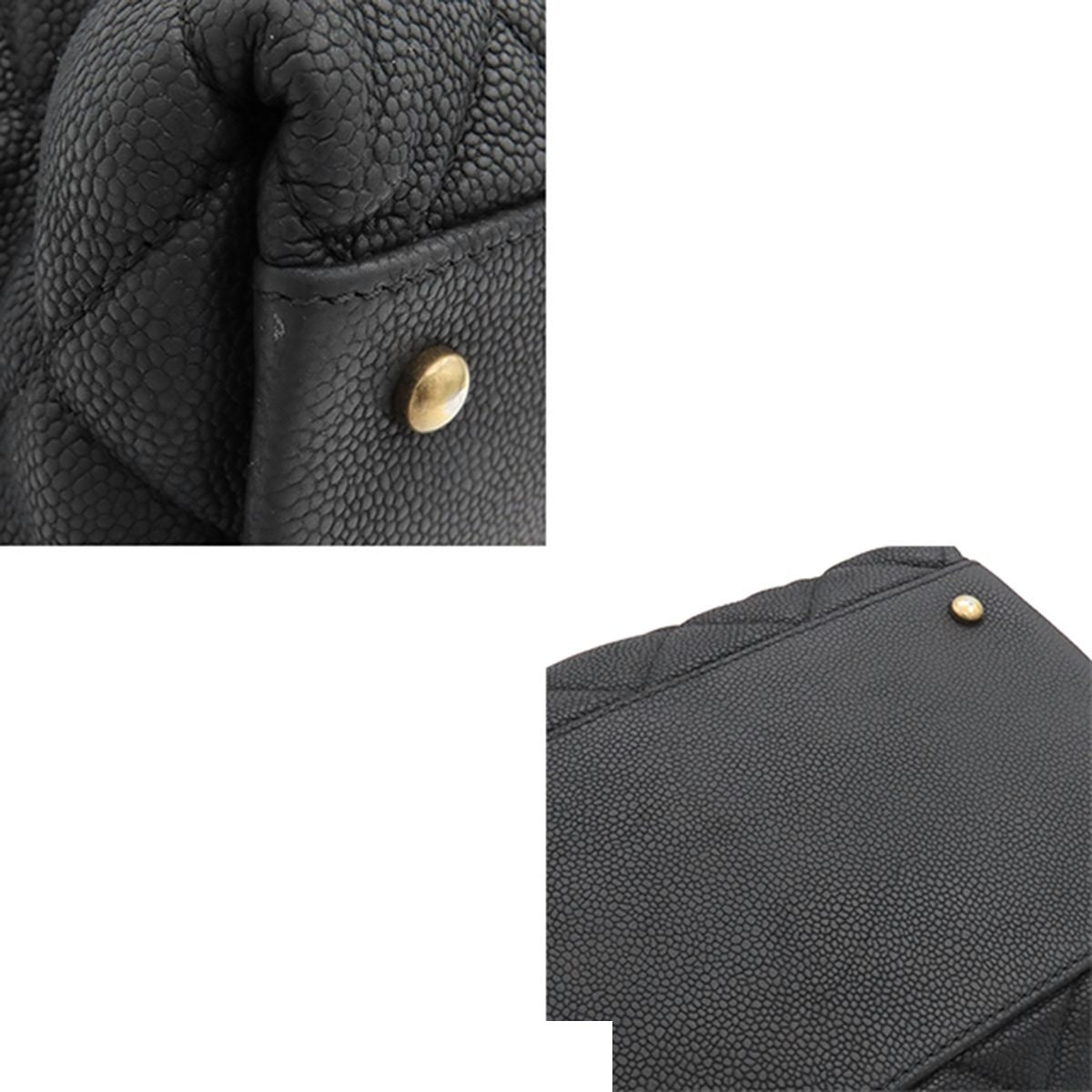 Chanel Chain Tote Quilted 2-Way Handbag Black Gold Grain Calf Leather — view 7