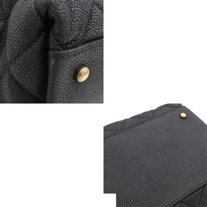 Chanel Chain Tote Quilted 2-Way Handbag Black Gold Grain Calf Leather — view 7