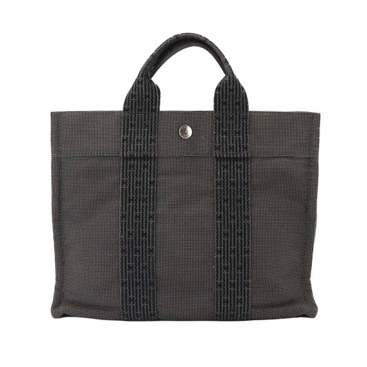 Hermes Herline Tote Bag PM Canvas Gray Silver