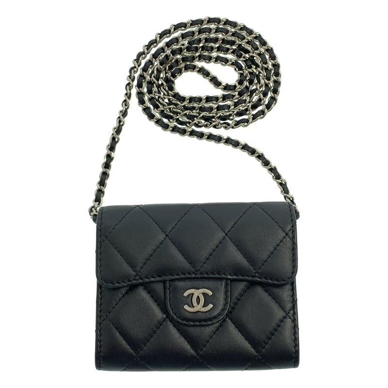 Chanel Quilted Mini Chain Wallet Ap0238 Black