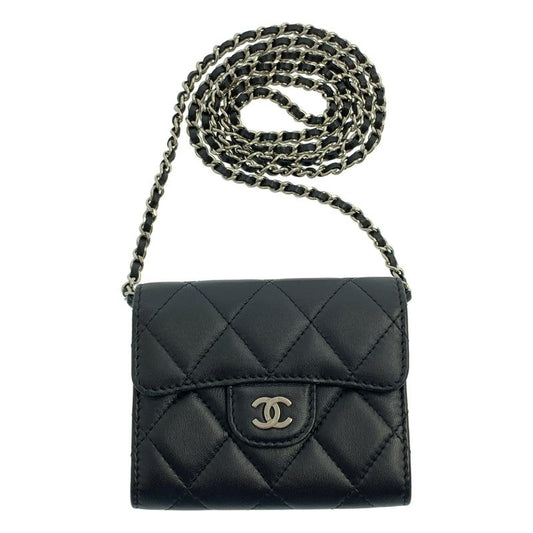 Chanel Quilted Mini Chain Wallet Ap0238 Black