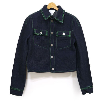 Bottega Veneta Overlock Stitch Jacket 46 Navy